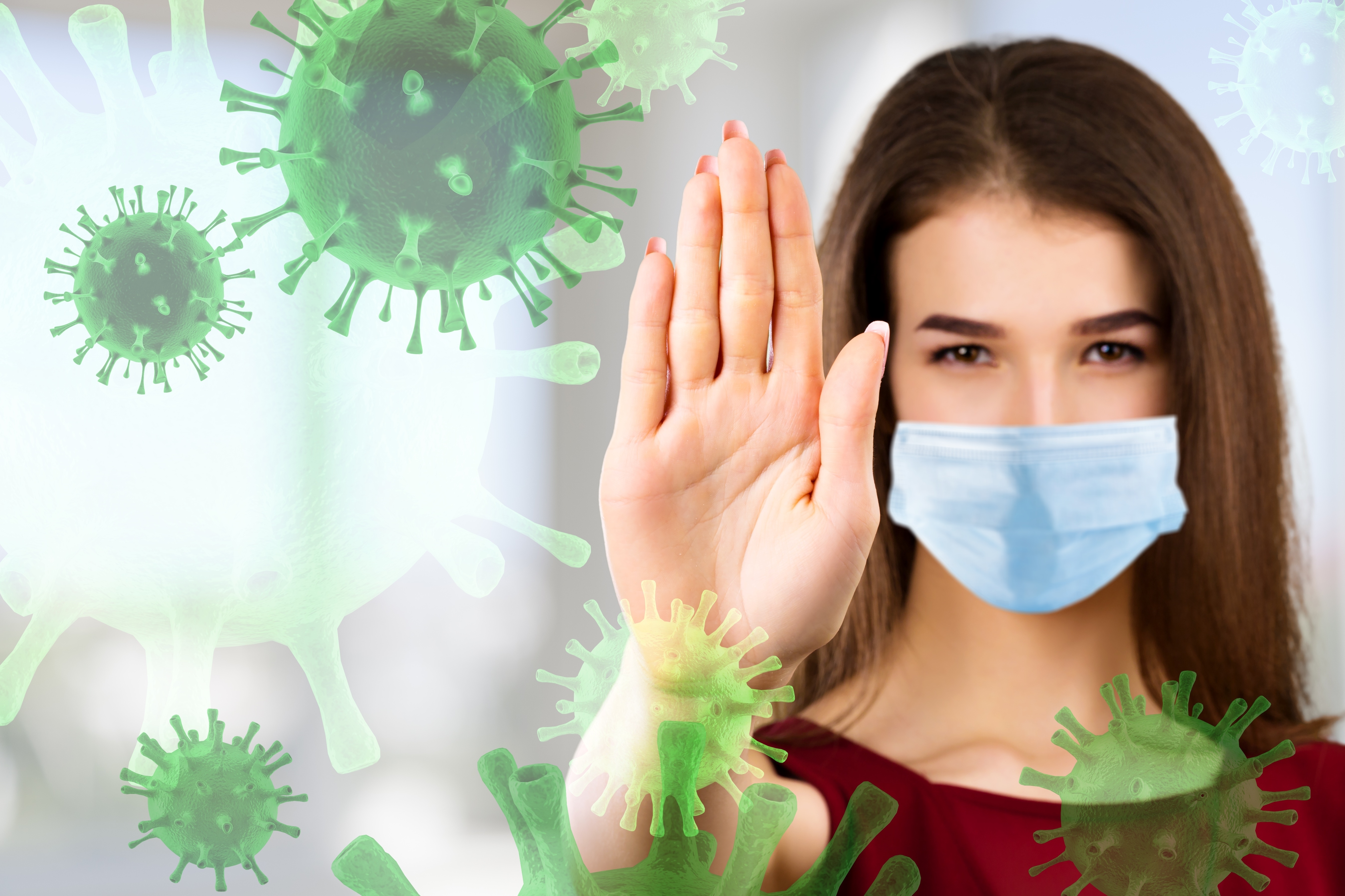 woman using mask to stay safe from germs